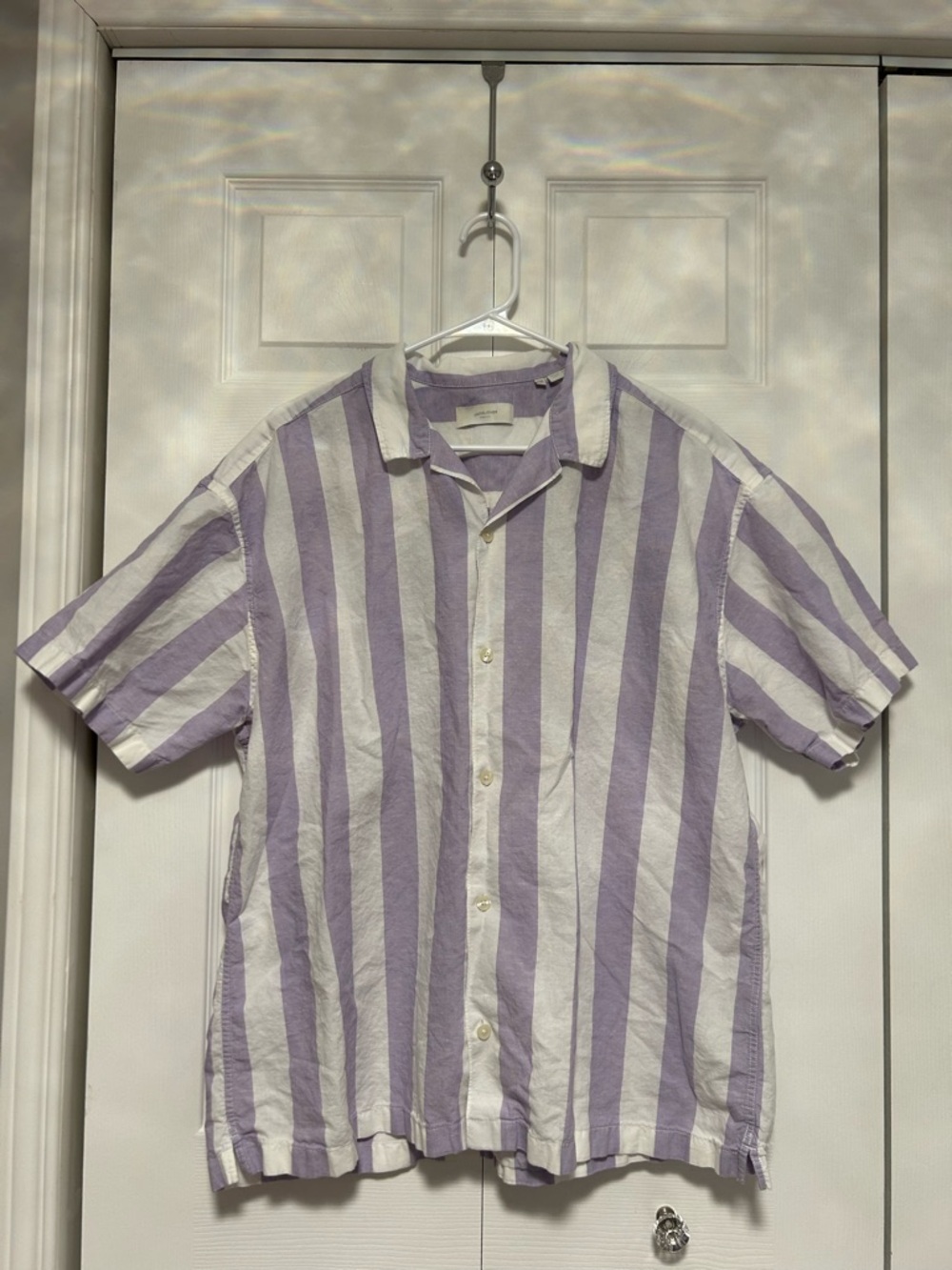 Jack & Jones Lavender and White Vertical Stripe Button-Up Shirt